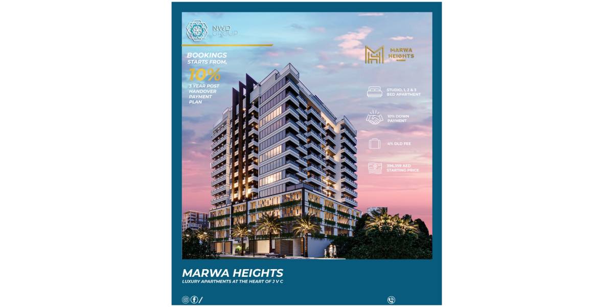 Marwa Heights &#8211; Studio to 3 Bedroom Apartments with 3 Years Post Handover Payment Plan